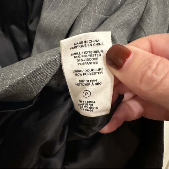 Avec Les Filles Women’s Grey Pinstriped Belted Blazer Jacket Suit Offixe Wear - Picture 11 of 13